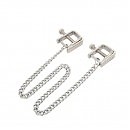    DS Fetish Nipple clamps iron L square silver, 82,5 