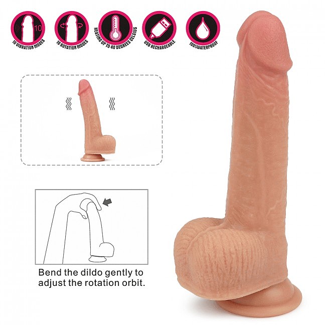   Dual-Layered Silicone Rotating Cock With Vibration Anthony 8.5» Flesh 