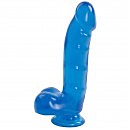 Фаллоимитатор Doc Johnson Jelly Jewels — Cock and Balls with Suction Cup — Blue, 16 см х 3,5 см