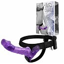 Двойной страпон Ultra Passionate Harness Dual Vibration Purple, 17,5 х 4,5 см