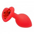 Анальная пробка Red Silicone Heart Red, S
