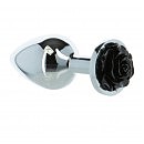 Металлическая анальная пробка Lux Active – Rose Anal Plug – Black, 8,9 х 3,3 см