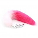        DS Fetish Anal plug faux fur fox tail pink/fushia polyeste