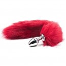   S   DS Fetish Anal plug S faux fur fox tail Red polyester, 7  2,5 