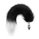 Анальная пробка S лисий хвост DS Fetish Anal plug S faux fur fox tail Black/white polyester, 7 х 2,5 см