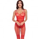  All Heart Crotchless Bodystocking red, one size