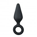Анальная пробка со стоппером-кольцом Easytoys, силиконовая, черная, 12 х 3.5 см
