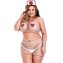 Игровой костюм Медсестры в мелкую сетку Baci Lingerie 4 предмета, белый, XL