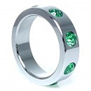 Эрекционное кольцо Pierscien-Metal Cock Ring with Green Diamonds Large