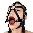 Кляп-маска с силиконовым кольцом Art of Sex Tamer, натуральная кожа, черный
