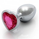 Металлическая анальная пробка Heart Gem, размер S цвет: серебристый/розовый Ouch!
