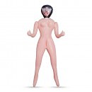 Надувная секс-кукла с тремя рабочими отверстиями, со съемным мастурбатором, бежевая, 155 см