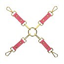 Крестовидный фиксатор для бондажа Taboom Malibu Hogtie с карабинами и кольцом, розовый