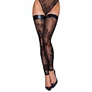  Noir Handmade F243 Tulle stockings with patterned flock embroidery 