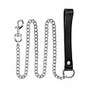 Поводок Fetish Tentation Premium Metal leash with cowhide leather wrist, черный 115 см