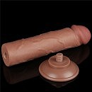 Фаллоимитатор 8'' Sliding Skin Dual Layer Dong Brown, съемная присоска,18 см x 3,8 см.