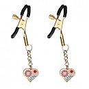    Liebe Seele Nipple Clamps Gold Heart-shaped Flowers on White