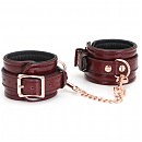 Кожаные наручники Liebe Seele Wine Red Wrist Cuffs, съемная цепочка-крепление