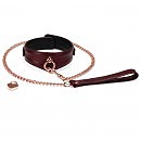 Кожаный ошейник с поводком Liebe Seele Wine Red Curved Collar, замок-сердечко