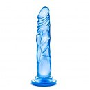 Прозрачный фаллоимитатор на присоске Blush B Yours Blue, 19 х 3,4 см