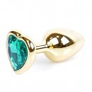 Анальная пробка — Jewellery Gold  Heart PLUG- Green 7 х 2,7 см