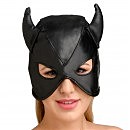 Маска черная с рогами Master Series: Dungeon Demon Bondage Mask with Horns