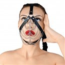 Кожаная маска с тонкими цепями Art of Sex Devon, натуральная кожа, черный