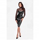 Платье-миди Noir Handmade F310 Sublime black, мокрый эффект, верх — сетка, длинный рукав