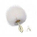 Металлическая анальная пробка Кроличий хвост LOCKINK SEVANDA White Bunny-Tail Anal Rose-shape Plug, 7,7 х 2,7 см