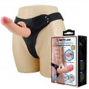 Унисекс-страпон с полой насадкой и клиторальным отростком Pretty Love Harness Briefs Strap on Mavis, 19 х 4,6 см