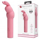 Вибратор в форме кролика Pretty Love Gerardo Vibrator Light Pink, 10 режимов вибрации, 13,6 х 3,2 см