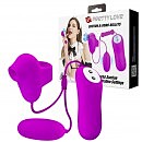 Виброяйцо с клиторальным стимулятором Suction & Vibro Bullets Purple, проводной пульт ДУ