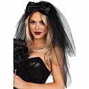 Фата невесты Leg Avenue Tiered bridal veil O/S Black с атласным бантиком