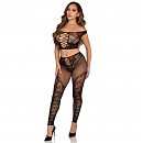 Сексуальный комплект Off Shoulder Crop Top and Legging One Size, топ и леггинсы, кружевные вставки