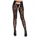     Rose Lace Crotchless Tights with Open One Size,  