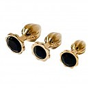 Набор анальных пробок LOCKINK YEAHWOW Nympho Butt Plug Set с черным кристаллом, золотые