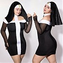 Эротический костюм покорной монашки JSY P61130 Plus Size, платье и головной убор