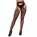 Сетчатые колготки с доступом Stockings 4015 black One Size, диагональный узор