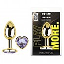 �������� ������ � ������ � ����� ������ Gold Heart Plug Amethyst size S, 7 � 2,8 ��