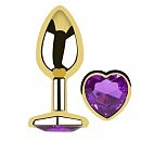 Анальная пробка с кристаллом EGZO Gold Heart Plug Purple size M