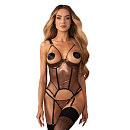Корсет с открытой грудью Obsessive Soranna cupless corset & crotchless thong, трусики в комплекте