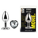 �������� ������ EGZO Silver Heart Plug size M � ����������-������, 8,2 � 3,4 ��