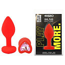 ������� ����������� �������� ������ � ���������� EGZO Silicone Red Heart Plug Pink size S, 7,1 � 2,7 ��