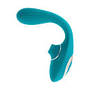 Гибкий вибратор с вакуумным стимулятором S Pleasures Dual Suction Turquoise, 22,3 х 3,4 см