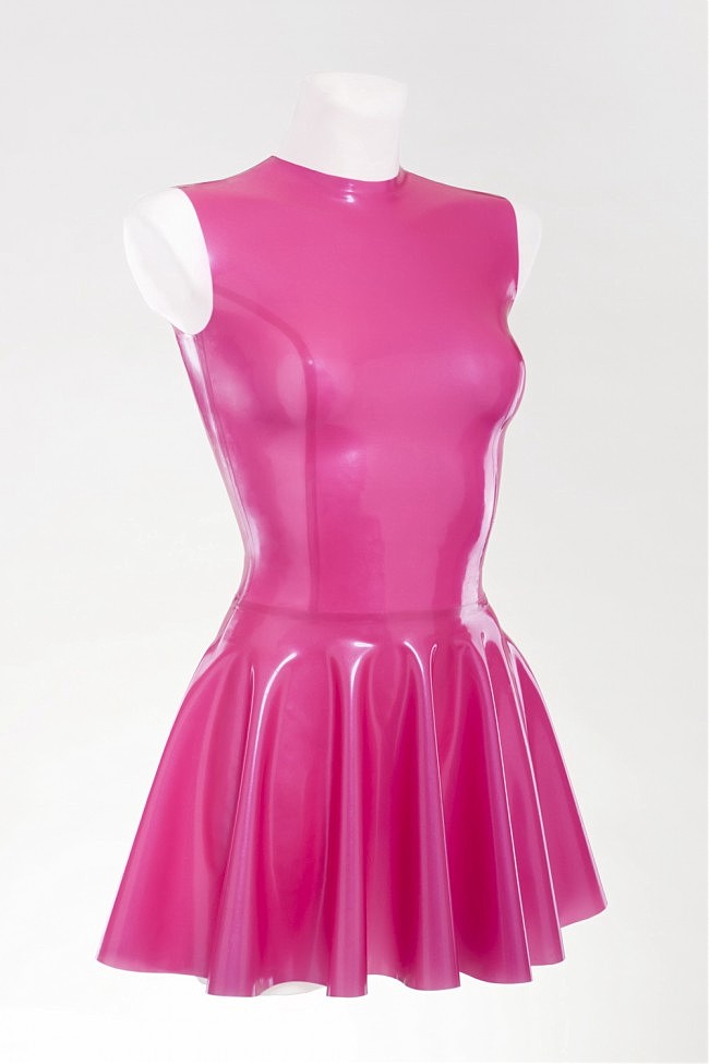       Latex Dress With Flared Skirt