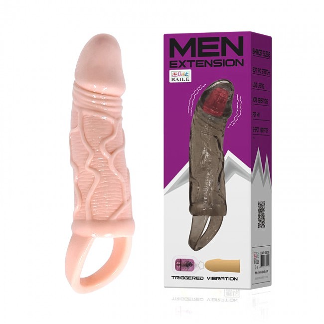    Men Extension Vibrating Penis Sleeve 13,5 x 3,5cm