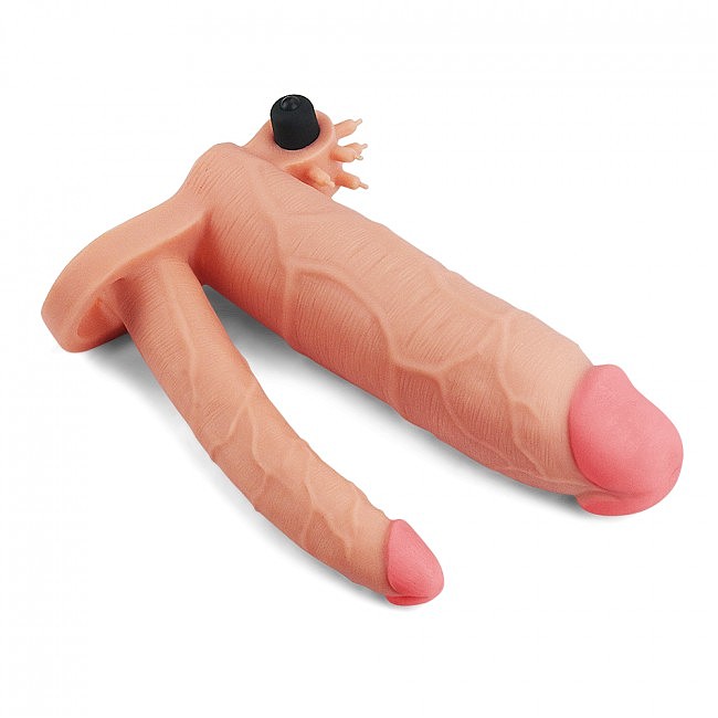 Pleasure X Tender Vibrating Double Penis Sleeve Add 3