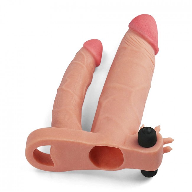 Pleasure X Tender Vibrating Double Penis Sleeve Add 1
