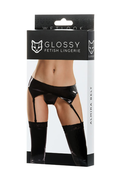 Glossy belt for stockings and panties Black