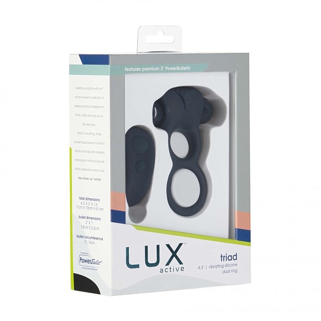    Lux Active  Triad  Vibrating Dual Cock Ring,     